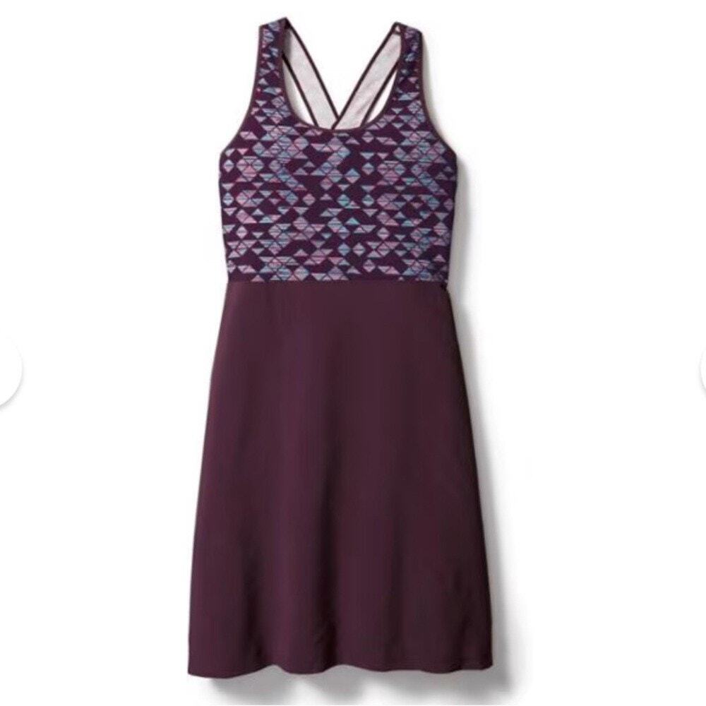 Smartwool Willow Lake Merino Wool Athletic Dress Women M Purple Geometric Hiking